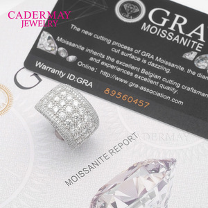 Moissanite Ring S925 Silver Plated White Gold Pave Setting Geometric Shape Unisex Party Jewelry - Product Image 4