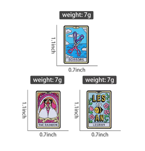 Broche de esmalte personalizado con diseño de cartas de tarot del Orgullo Lésbico y <span class=keywords><strong>Gay</strong></span>, con el arcoíris, para chicas, insignia de solapa, regalo de joyería para amigas lésbicas - Product Image 2