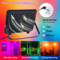 Projecteur LED RGB 50W 100W avec télécommande, fonction de mémoire, 16 modes de changement de couleur, lampe LED avec prise EU/UK