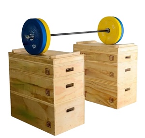Gran oferta de accesorios para gimnasio, caja de Jerk Plyo de madera ajustable, caja de bloques de Jerk de madera para levantamiento de pesas - Product Image 1
