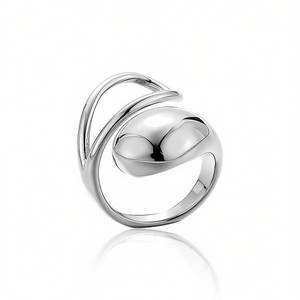 Amy Amy Fashion <b>Ring</b> A0043 Women's Rhodium Plated Stainless Steel Geometric <b>Cocktail</b> <b>Ring</b> Modern Daily Gift Jewelry - Product Image 4
