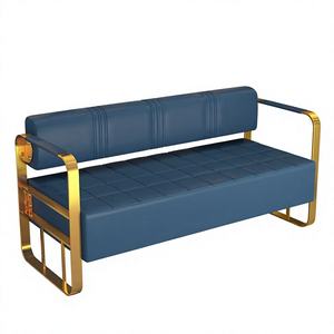 Fauteuils d'attente pour salon de coiffure K Barber, salon de beauté, boutique de vêtements, espace de relaxation, canapé en acier inoxydable plaqué or, zone d'attente. - Product Image 1