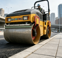 Rouleau compresseur vibrant à double tambour CNCMC haute efficacité TRDH03, capacité de montée de 30 %, vitesse de déplacement de 0 à 12 km/h, capacité de 3 tonnes, pour l'entretien routier