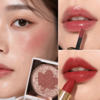 Coffret Cadeau Maquillage en Stock, Sans MOQ, 3 Pièces Luxe Or : Blush, Gloss et Rouge à Lèvres avec Personnalisation OEM/ODM