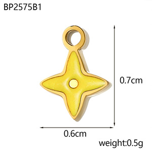 F312 En gros Breloques étoiles dorées anti-ternissement, 4 couleurs émail bonbon, Pendentifs étoiles à quatre branches, Fournitures d'artisanat en gros - Product Image 2