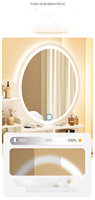 Meuble de maquillage et coiffeuse intégrés modernes et minimalistes pour chambre à coucher avec miroir LED en MDF