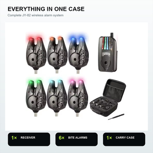 Set di avvisatori acustici per la pesca alla carpa 1+6 JY-82 con ricevitore wireless, indicatori LED a sei colori e custodia con cerniera. - Product Image 3