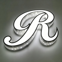 Letrero LED de Canal con Letras Acrílicas Perforadas, Letras Metálicas 3D de Aluminio con Retroiluminación, Letrero Luminoso para Exteriores, Fachada de Tienda