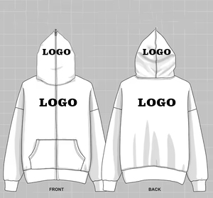 Beispiel Custom Cotton Overs ized Hip Hop Street Blank Vollgesichts-Kapuzen pullover mit Reiß verschluss Benutzer definiert Ihr Logo Strass-Schaumstoff-Print Boxy Zip Hoodie - Product Image 2