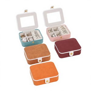 Portable Fashion PU Leather Jewelry <b>Storage</b> Box <b>Open</b> Closure Mirror-Eco-Friendly Jewelry Organizer for Necklace Travel Packaging - Product Image 1
