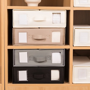 4 cái không dệt tấm hộp lưu trữ với nắp tầm nhìn cửa sổ, tổ chức, nhà tủ quần áo Hộp lưu trữ, có thể gập lại - Product Image 6