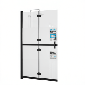 Paroi de douche pliable en verre ESG 39,4x74,8 avec cadre, design minimaliste - Product Image 1