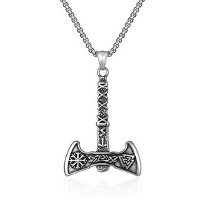 Collar de Acero de Titanio con Hacha Vikinga de Estilo Nórdico Retro, Colgante Personalizado de Acero Inoxidable para Hombre, Venta al por Mayor de Joyería Transfronteriza - Product Image 1