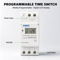 CNFLY Saklar Kontrol Waktu Lampu Digital Terprogram 20A 24 Jam 24V 12V 220V Bertenaga Baterai Timer Mikrokomputer