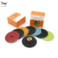 LITTLE ANT Disque de polissage pour granit, marbre, pierre, carrelage - 100 mm, abrasif fin, polissage humide, compatible avec les meuleuses d'angle