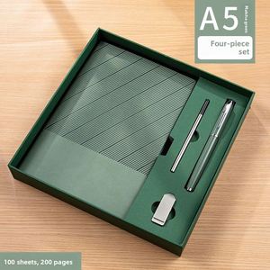 CustomCustom A5 Luxury <b>Refillable</b> Stationery Notebook Gift Set Usb Notebooks Business Leather Gift Box Journal With <b>Pen</b> - Product Image 3