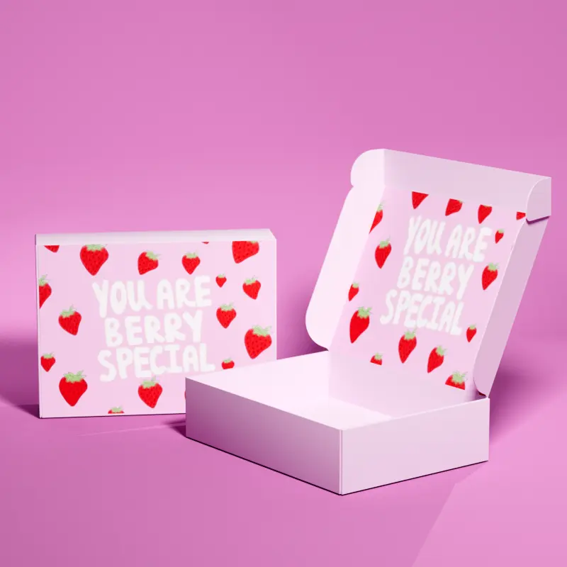 Impressão personalizada rosa matt laminação rígida kraft papel presente caixa embalagem para alimentos cookie doces