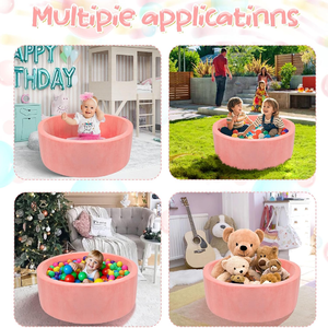 Vente en gros de nouveau parc à balles rond rose pour enfants, <span class=keywords><strong>piscine</strong></span> de jeu intérieure et extérieure en velours doux pour enfants, fosse à balles en mousse à mémoire de forme pour bébés - Product Image 6