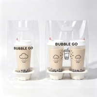 Sacs de transport en plastique PE transparents pour café à emporter, gobelets à boisson, emballage alimentaire personnalisé, vente en gros