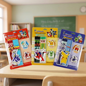 Set de Lápices y Gomas de Borrar de Madera con Diseño de Pokémon, Material Escolar Coreano para Niños, Artículos de Papelería de Anime y Dibujos Animados, Distribuidor al por Mayor, Coleccionable - Product Image 2