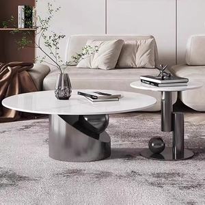 סלון יוקרתי יוקרתי מודרני סלון עגול שולחן קפה יצירתי מפלדת אל חלד עם ריהוט ביתי - Product Image 1