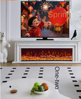 Cheminée électrique française 1,8/2,2/2,4 m avec meuble TV, simulation de flamme LED, télécommande, construction en bois, autoportante, pour usage hôtelier