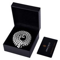Chaîne à mailles cubaines en acier inoxydable plaqué or, argent, blanc, bijoux Hip Hop, Miami, 1 pièces/lot, 12mm