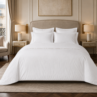 Ensemble de literie d'hôtel de luxe 100% coton brodé 4 pièces, housse de couette blanche, drap, taie d'oreiller pour hôtel 5 étoiles