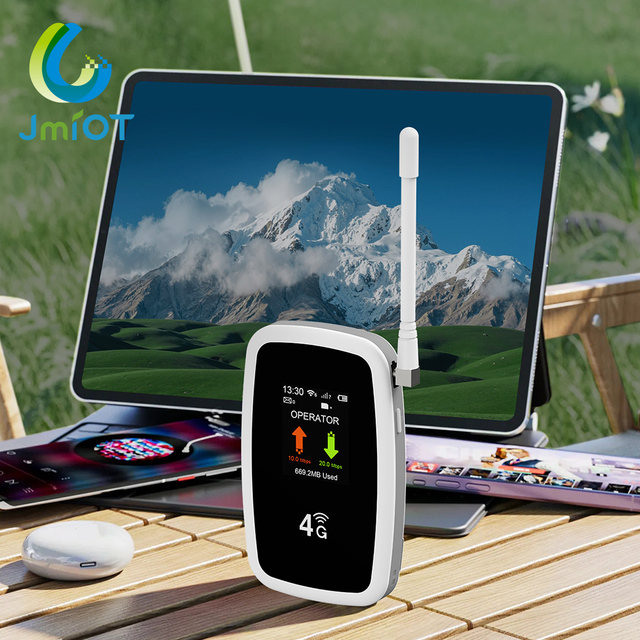 JIMI CE Certification 3900mAh Portable 4G LTE WiFi Router with SIM Card Slot 300Mbps Speed Firewall Security Wireless Hotspot
