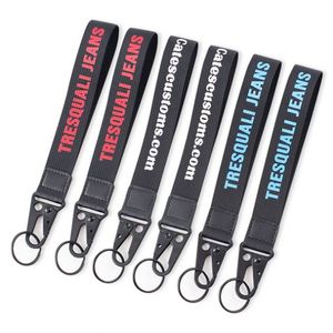 Custom Design <b>Polyester</b> Material Printing Logo Metal Eagle Hook Wrist Short <b>Lanyard</b> for Embroidered Woven <b>Lanyards</b> - Product Image 6