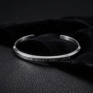 Live What You <b>Love</b> Titanium Steel Cuff Bracelet Geometric Open Design Unisex Jewelry Gift - Product Image 1
