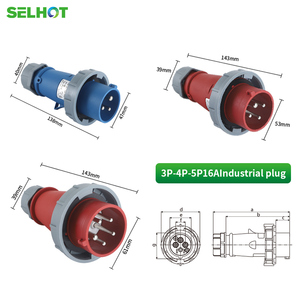 SELHOT <span class=keywords><strong>Prise</strong></span> et Fiche Industrielles Électriques Extérieures Étanches IP67 Triphasées 16A/32A Mâle et Femelle avec 4 Prises CN - Product Image 3