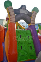 Parcours d'obstacles gonflable Jungle Animal World, structure de jeux gonflable combinée avec toboggan pour tout-petits, équipement de jeux d'intérieur