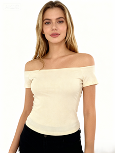 Top da donna elasticizzati con spalline Slim Fit seducenti con scollo a barca speziato top eleganti camicie corte - Product Image 4