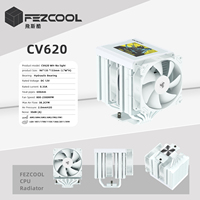 FEZCOOL CV620 Refroidisseur CPU compact à double tour avec écran LCD, refroidissement liquide, 6 caloducs, roulement fluide, liaison cuivre-aluminium, compatible sans éclairage
