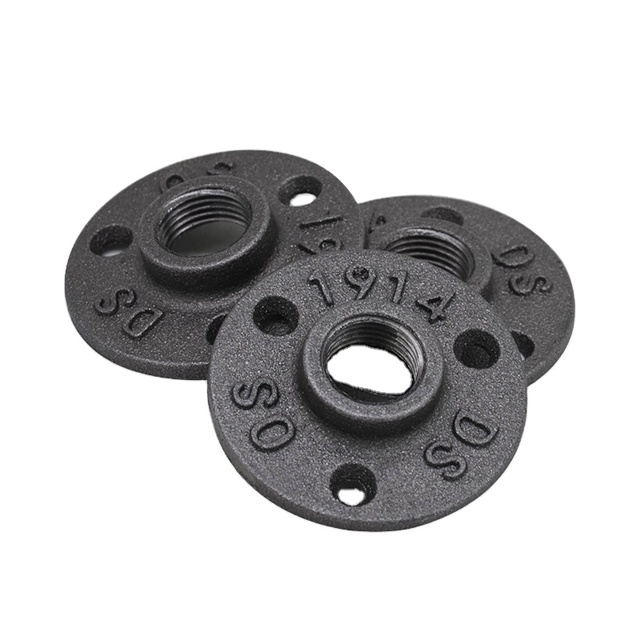 1/2" Floor Flange Threaded Hole Flange Plate Malleable Iron Pipe Flange for DIY Project