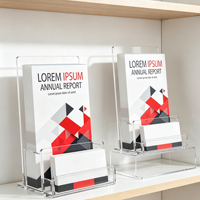 Support de brochure en acrylique transparent personnalisé avec fente pour cartes de visite, présentoir de bureau portable pour le bureau, l'hôtel, la vente au détail et l'organisation