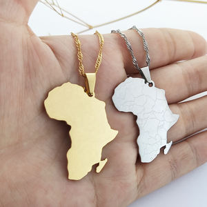 Golden Etiopia Contorno Africa Mappa con il Cuore Paese di South African Mappa Collana - Product Image 2