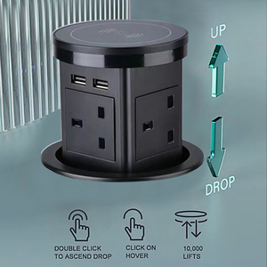 Nouvelle conception de prise de table escamotable avec 6 prises, WiFi, USB, charge sans fil, IP65, alliage d'aluminium KLASS <span class=keywords><strong>KN</strong></span> - Product Image 3