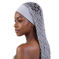 Filet à cheveux longs extensible à large bande pour femmes, en maille crochetée douce en rayonne, idéal pour dormir et protéger les cheveux