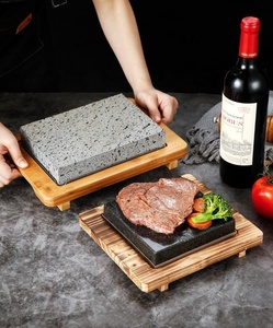 Parrilla <span class=keywords><strong>de</strong></span> roca volcánica granito natural Lava <span class=keywords><strong>piedra</strong></span> <span class=keywords><strong>de</strong></span> cocina bistec <span class=keywords><strong>piedra</strong></span> caliente parrilla asadora plato con bandeja - Product Image 4