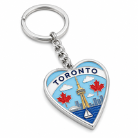 Porte-clés personnalisé en gros de l'usine de Toronto, en forme de cœur, en émail souple, en métal, souvenir du Canada, Tour de la CN, feuille d'érable, cadeau touristique
