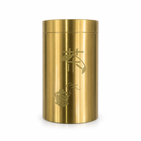 Conteneur de stockage de thé hermétique en laiton poli personnalisable en forme de gourde avec un design vintage en relief