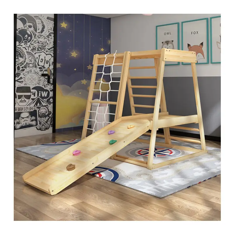 baby indoor playground slides equipment montessori furniture wooden net climbing frame kids activity gym swing spielplatz toys