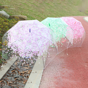 Parapluie délicat à motif floral de cerisier Sakura avec impression florale personnalisée sur toute la surface, en polyester, poignée en plastique - Product Image 1