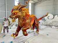 Sculpture en fibre de verre « Qilin de feu », décoration d'intérieur haut de gamme pour l'Europe, l'Amérique du Nord et l'Asie de l'Est, pièce d'art de collection