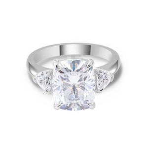 定制天然钻石戒指18k金三石订婚承诺戒指 - Product Image 3