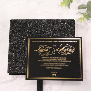 Carte d'invitation <span class=keywords><strong>de</strong></span> mariage <span class=keywords><strong>de</strong></span> style boîte royale 2026, boîte <span class=keywords><strong>de</strong></span> mariage <span class=keywords><strong>de</strong></span> luxe, invitations en acrylique noir - Product Image 5