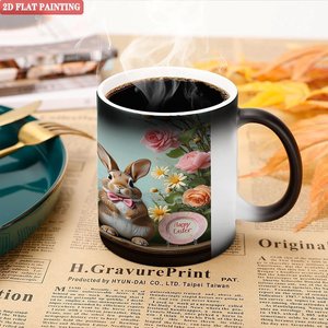 Tasse à café magique 11oz en céramique noire givrée, mug changeant de couleur à la chaleur, pour une surprise d'anniversaire - Product Image 5