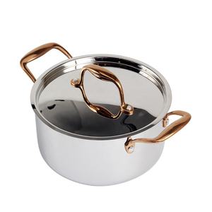 Casserole moderne en acier inoxydable, pot à nouilles coréen en acier inoxydable à double anse, marmite de cuisine - Product Image 2